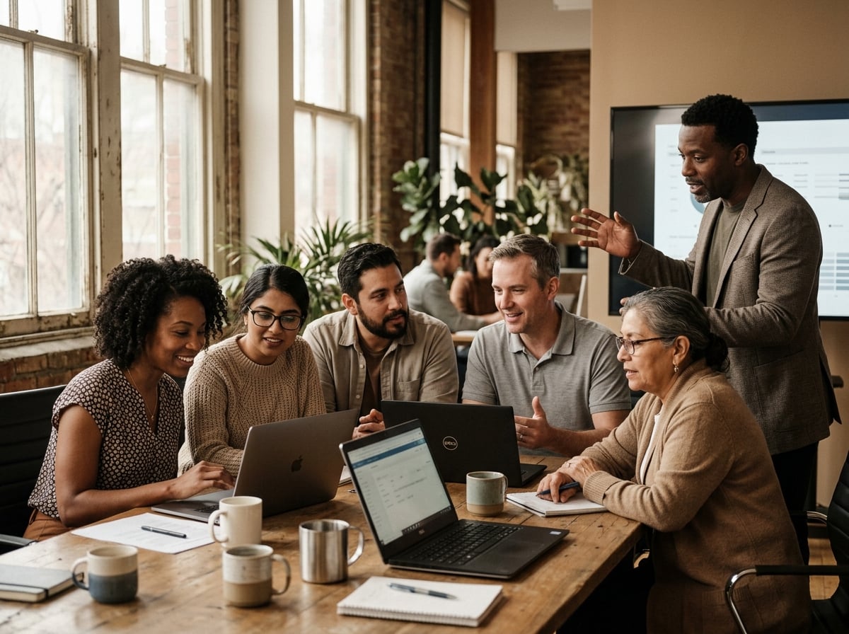 A team in a hands-on AI training workshop